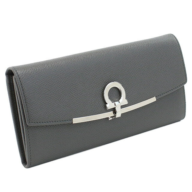 フェラガモ 長財布ニ折小銭入付き レディース ブランド FERRAGAMO GANCINO CLIP イタリア 22-D150 グレー系 財布 FER22-D150101