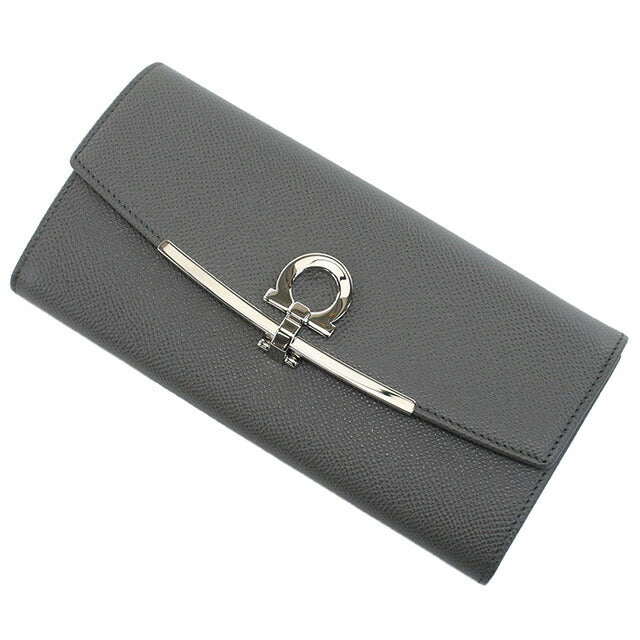 フェラガモ 長財布ニ折小銭入付き レディース ブランド FERRAGAMO GANCINO CLIP イタリア 22-D150 グレー系 財布 FER22-D150101