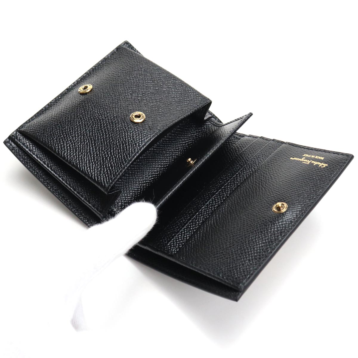 フェラガモ 二つ折り財布 レディース カーフ イタリア 22-D780 ブラック 財布 FER22-D780011