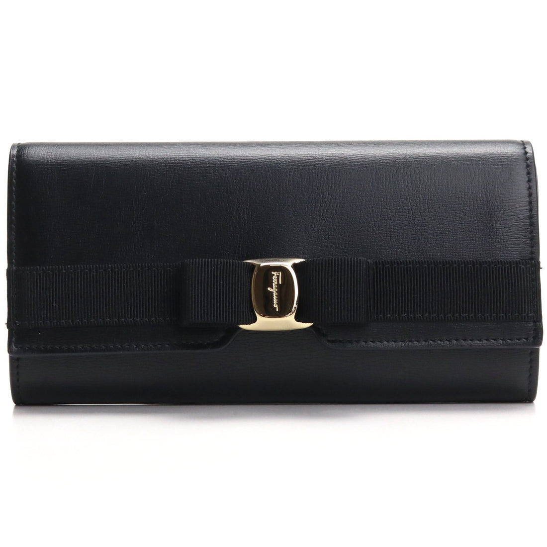 フェラガモ 長財布ニ折小銭入付き レディース レザー イタリアオープンポケット×3 22-E008 ブラック 財布 FER22-E008011