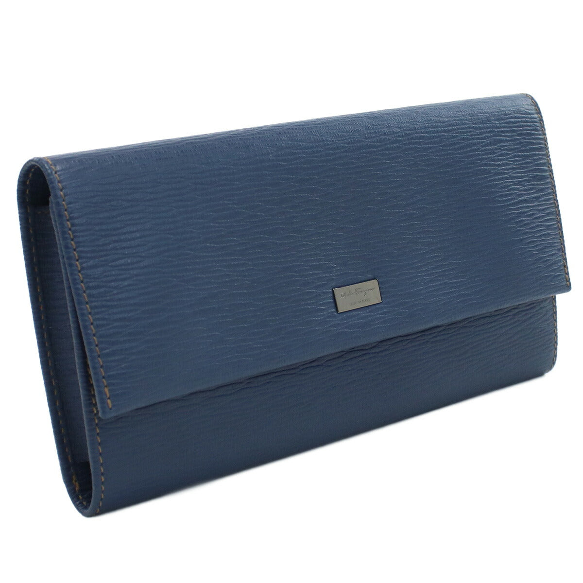 フェラガモ 長財布ニ折小銭入付き メンズ PEBBLE CALF カーフ イタリア 66-0155 ブルー系 財布 FER66-0155031