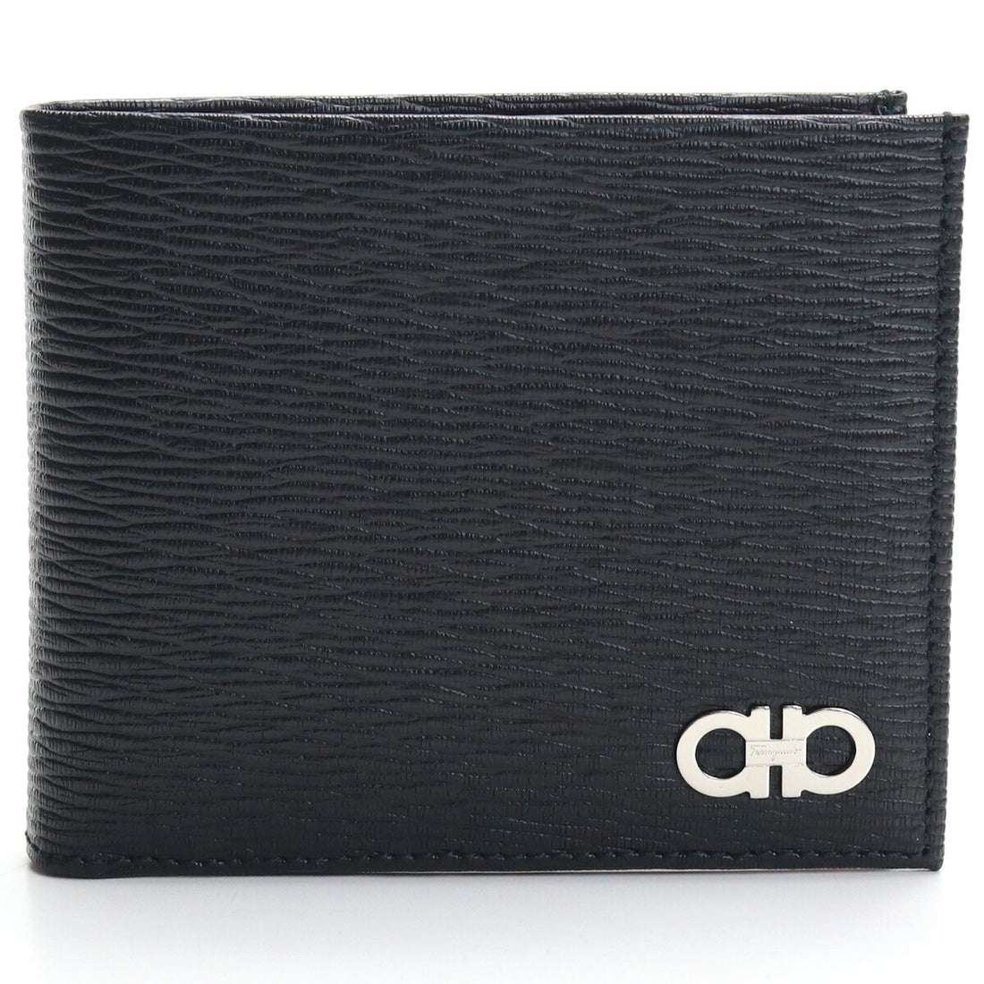 フェラガモ 二つ折り財布 メンズ PEBBLE CALF カーフ イタリア 66-A065 ブラック 財布 FER66-A065031