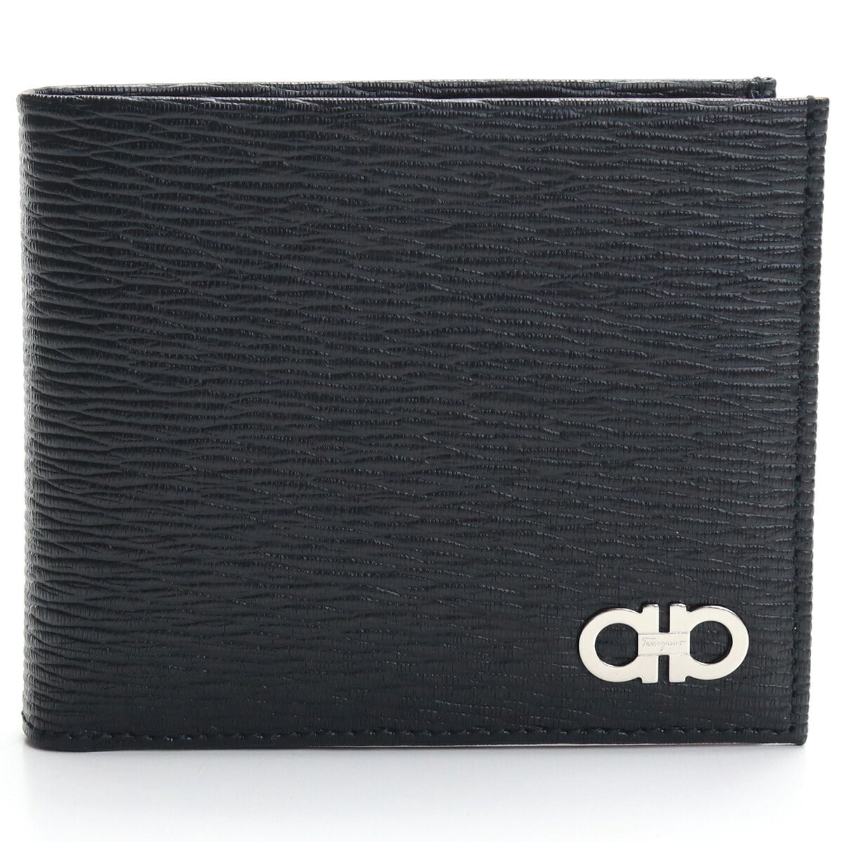 フェラガモ 二つ折り財布 メンズ PEBBLE CALF カーフ イタリア 66-A065 ブラック 財布 FER66-A065031