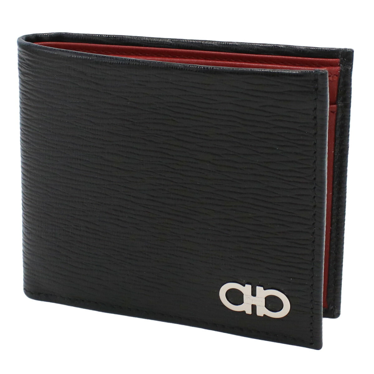 フェラガモ 二つ折り財布 メンズ PEBBLE CALF カーフ イタリア 66-A065 ブラック 財布 FER66-A065031