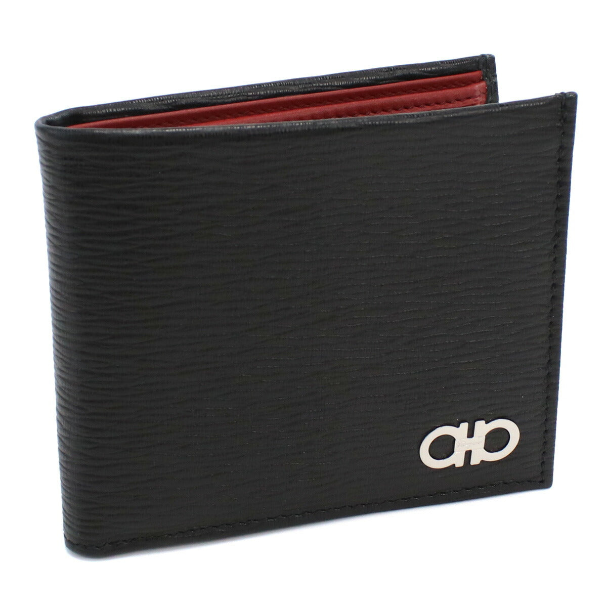 フェラガモ 二つ折り財布 メンズ PEBBLE CALF カーフ イタリア 66-A065 ブラック 財布 FER66-A065031