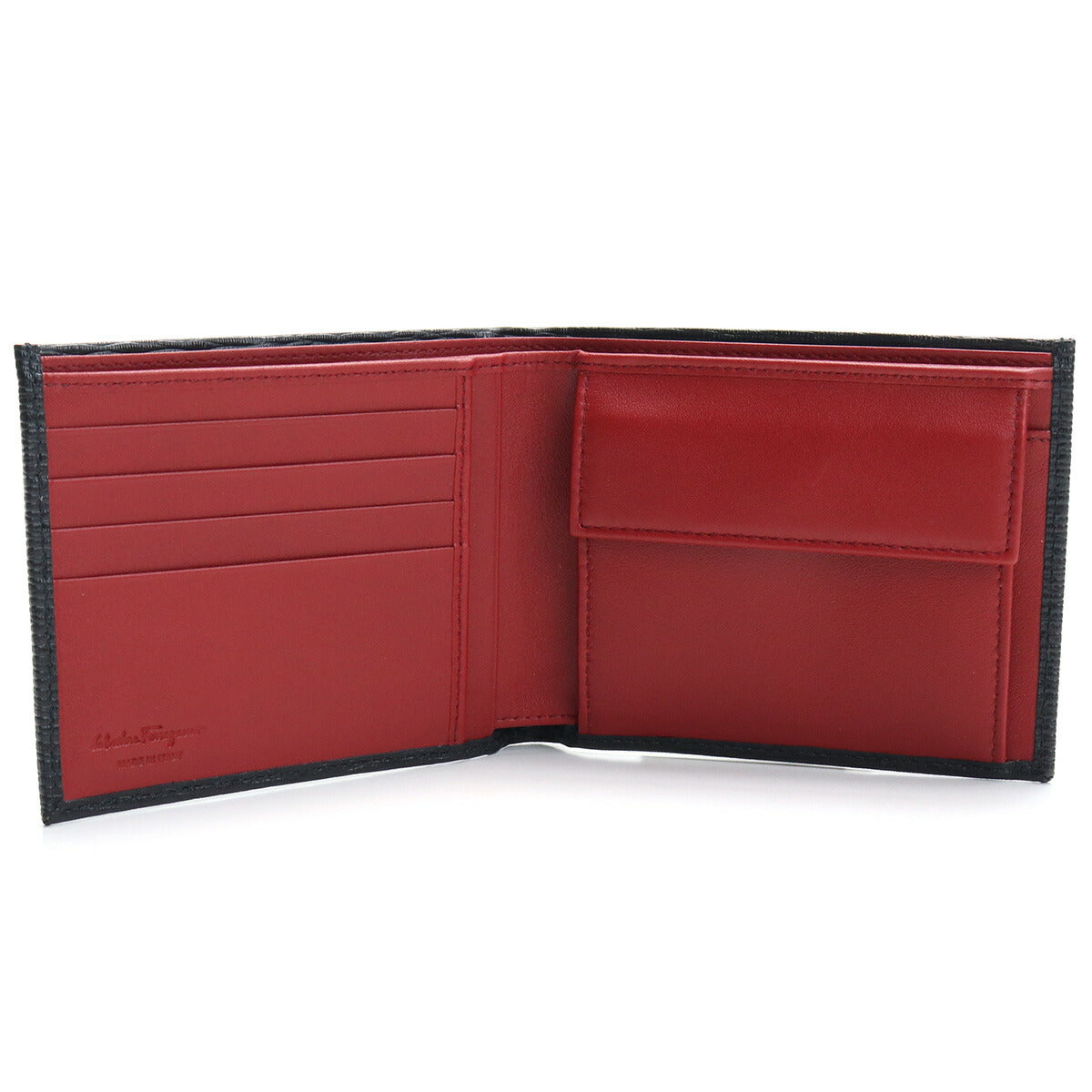 フェラガモ 二つ折り財布 メンズ PEBBLE CALF カーフ イタリア 66-A065 ブラック 財布 FER66-A065031