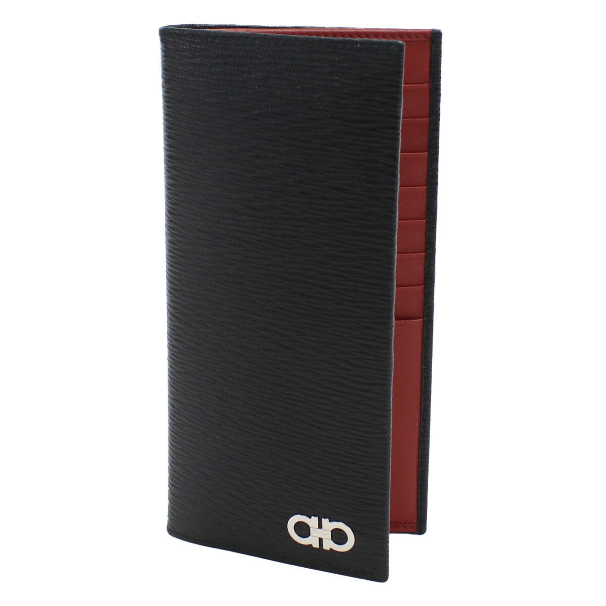 フェラガモ 長財布ニ折小銭入付き メンズ PEBBLE CALF カーフ イタリア 66-A069 ブラック 財布 FER66-A069031