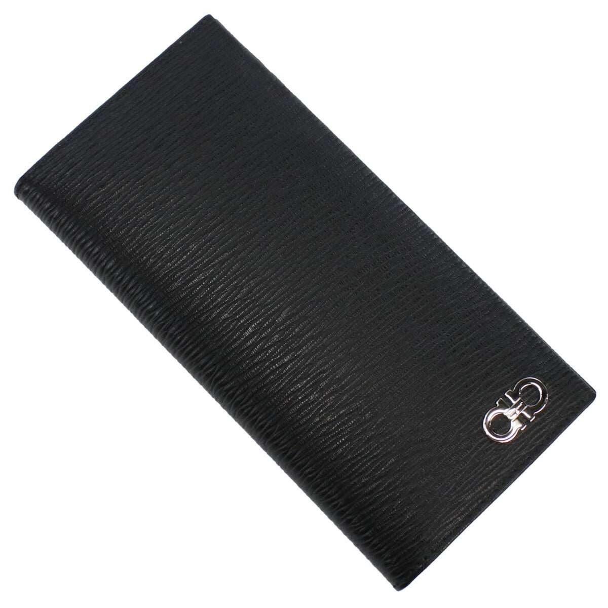 フェラガモ 長財布ニ折小銭入付き メンズ PEBBLE CALF カーフ イタリア 66-A069 ブラック 財布 FER66-A069031