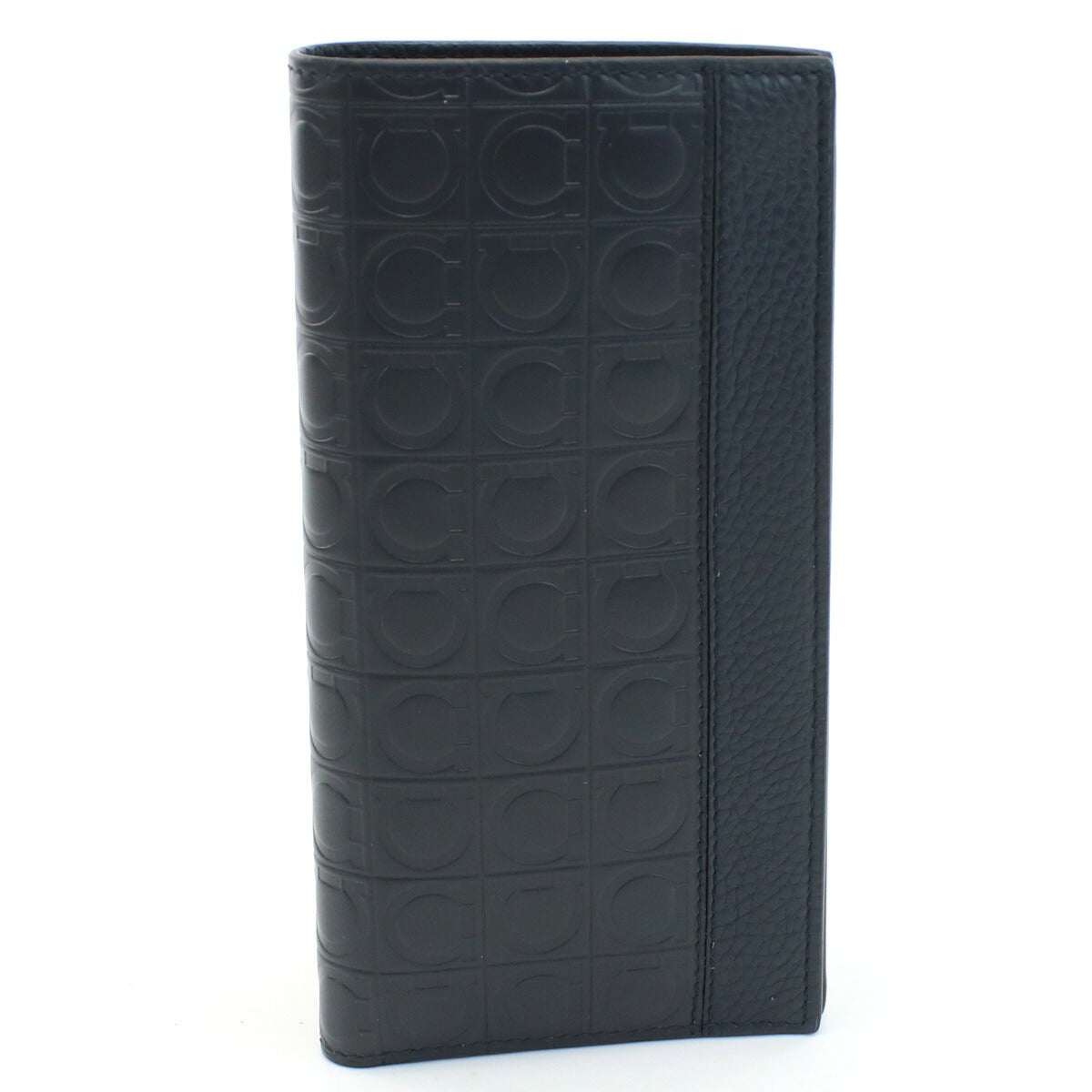 フェラガモ 長財布二折 メンズ PEBBLE CALF カーフ イタリア 66-A147 ネイビー系 財布 FER66-A147021