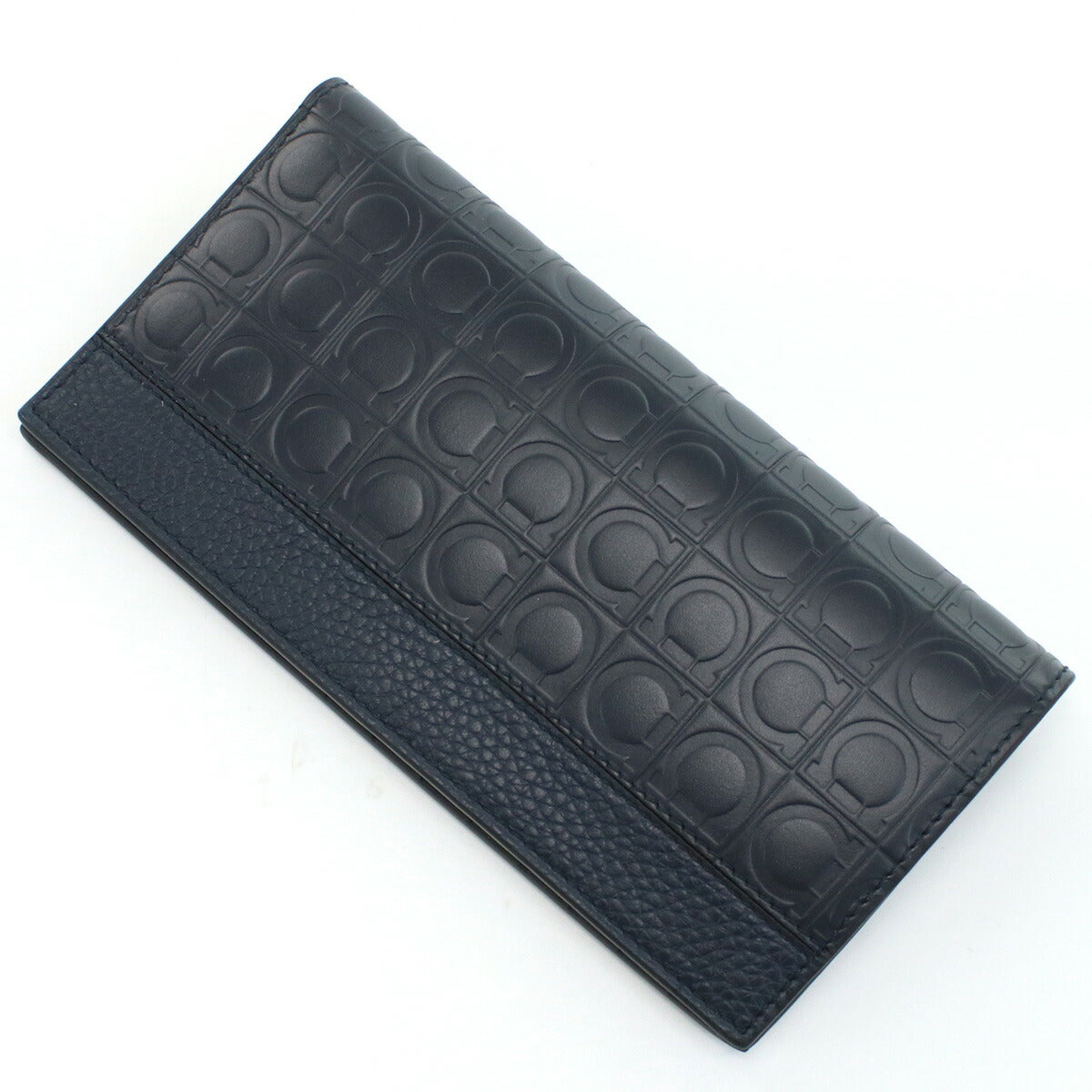 フェラガモ 長財布二折 メンズ PEBBLE CALF カーフ イタリア 66-A147 ネイビー系 財布 FER66-A147021