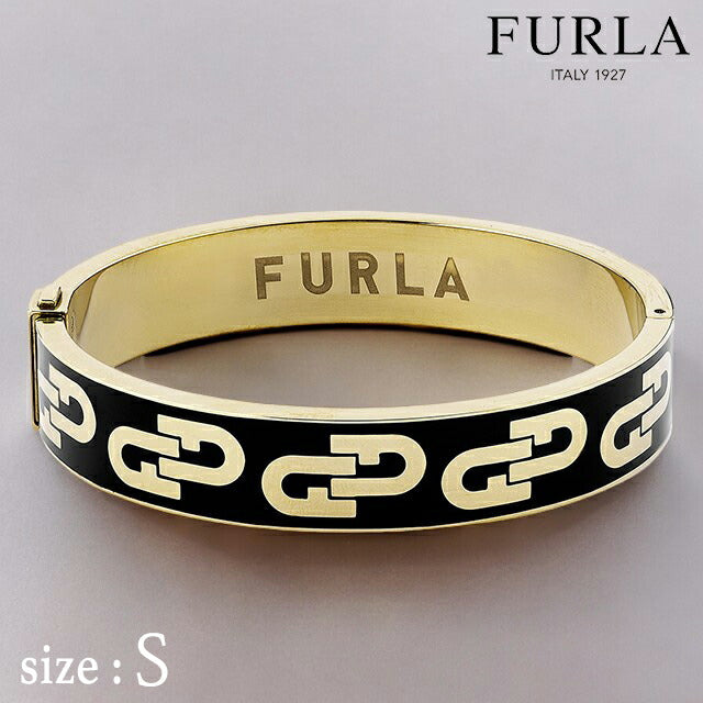 フルラ バングル レディース ブランド アーチ バングル ステンレススチール FJ0124BTS ブラック イエローゴールド アクセサリー FJ0124BTS