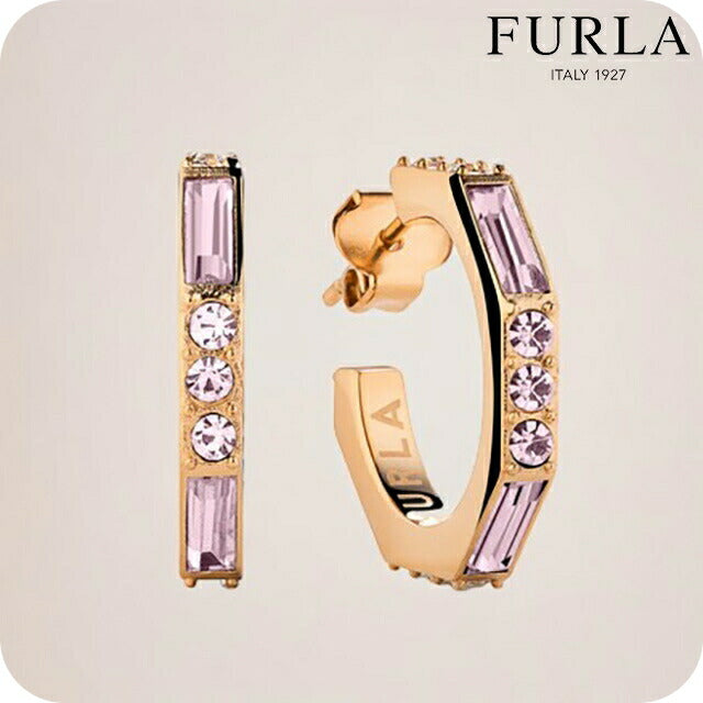 フルラ ピアス レディース ブランド スパークリング イヤリング ステンレススチール(ピンクゴールドPVD) フープ 両耳用 FJ2011ETU FJ2011ETU