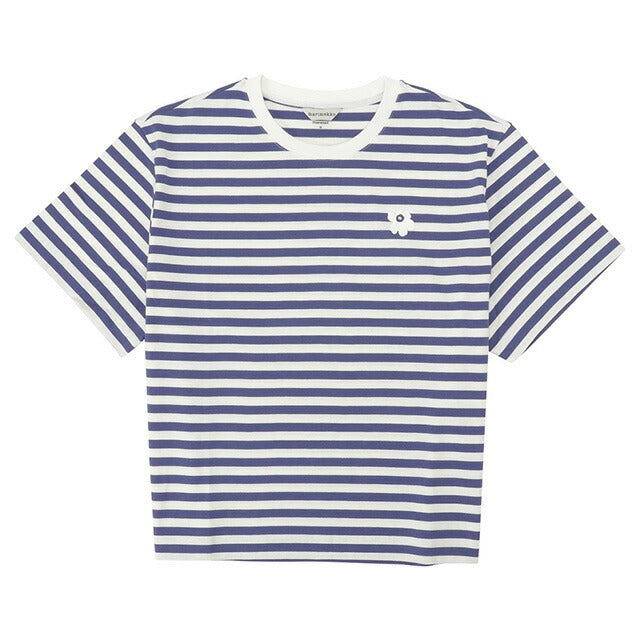 マリメッコ marimekko 091126 845 M ウニッコ ワンポイント ボーダー柄 クルーネック ドロップショルダー 半袖 Tシャツ Mサイズ 記念品 プレゼント ギフト FTMM00443L