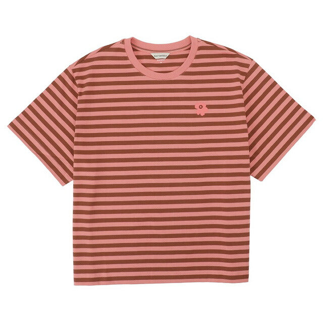 マリメッコ marimekko 091126 846 S ウニッコ ワンポイント ボーダー柄 クルーネック ドロップショルダー 半袖 Tシャツ Sサイズ 記念品 プレゼント ギフト FTMM00446L