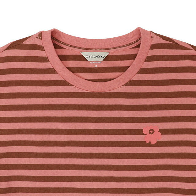 マリメッコ marimekko 091126 846 S ウニッコ ワンポイント ボーダー柄 クルーネック ドロップショルダー 半袖 Tシャツ Sサイズ 記念品 プレゼント ギフト FTMM00446L