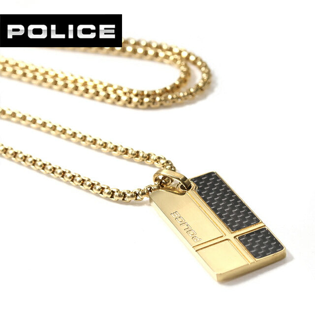 ポリス ネックレス メンズ ブランド POLICE FIBERSKIN プレート GN0081802 ゴールド アクセサリー GN0081802