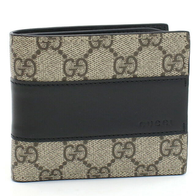 グッチ 二つ折り財布 メンズ ブランド GUCCI T.GG SUPREM SELLE PVC レザー イタリア 451240 ベージュ系 ブラック 財布 GUC451240011