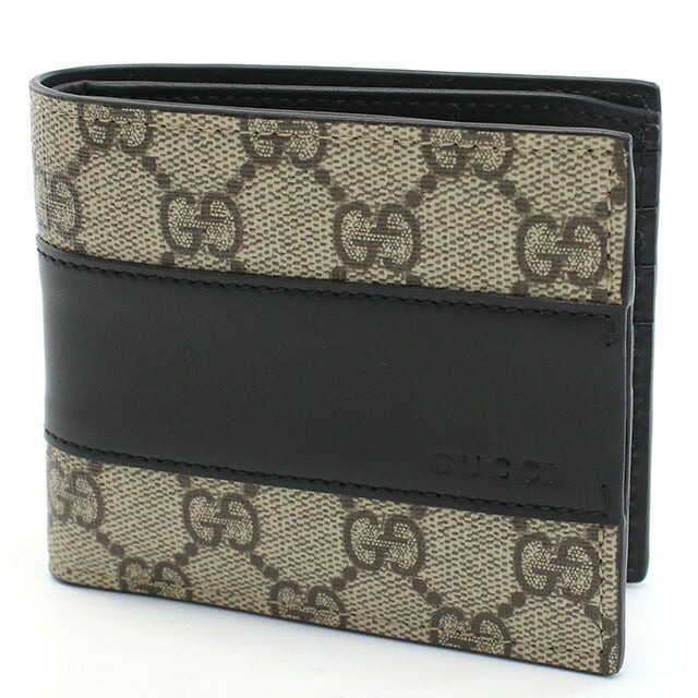 グッチ 二つ折り財布 メンズ ブランド GUCCI T.GG SUPREM SELLE PVC レザー イタリア 451240 ベージュ系 ブラック 財布 GUC451240011