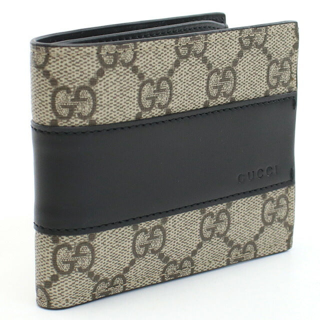 グッチ 二つ折り財布 メンズ ブランド GUCCI T.GG SUPREM SELLE PVC レザー イタリア 451240 ベージュ系 ブラック 財布 GUC451240011