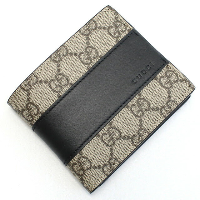 グッチ 二つ折り財布 メンズ ブランド GUCCI T.GG SUPREM SELLE PVC レザー イタリア 451240 ベージュ系 ブラック 財布 GUC451240011