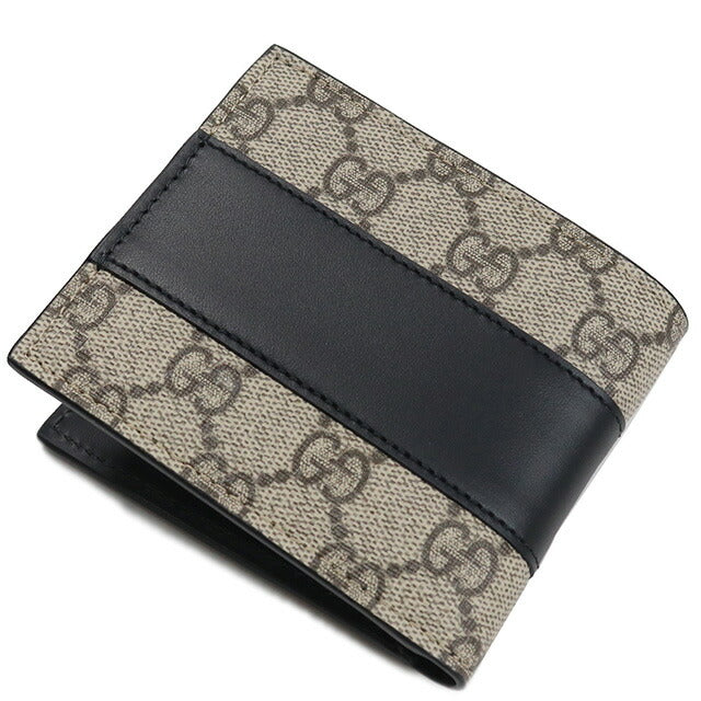 グッチ 二つ折り財布 メンズ ブランド GUCCI T.GG SUPREM SELLE PVC レザー イタリア 451240 ベージュ系 ブラック 財布 GUC451240011