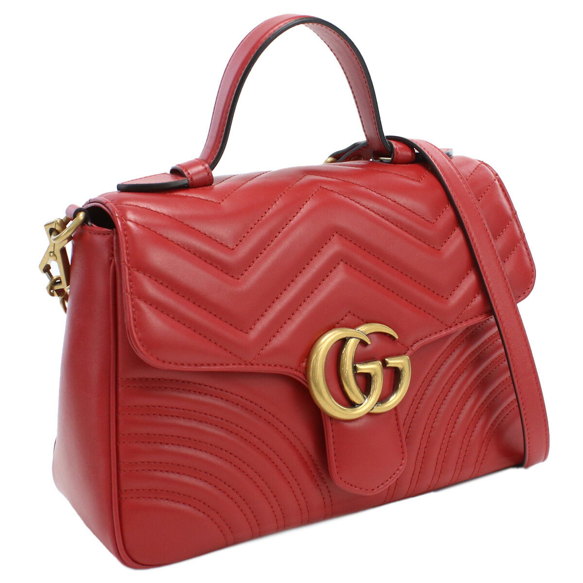 グッチ ハンドバッグ レディース LION TRAP CHEVRON GG レザー イタリア 498110 レッド系 バッグ GUC498110021