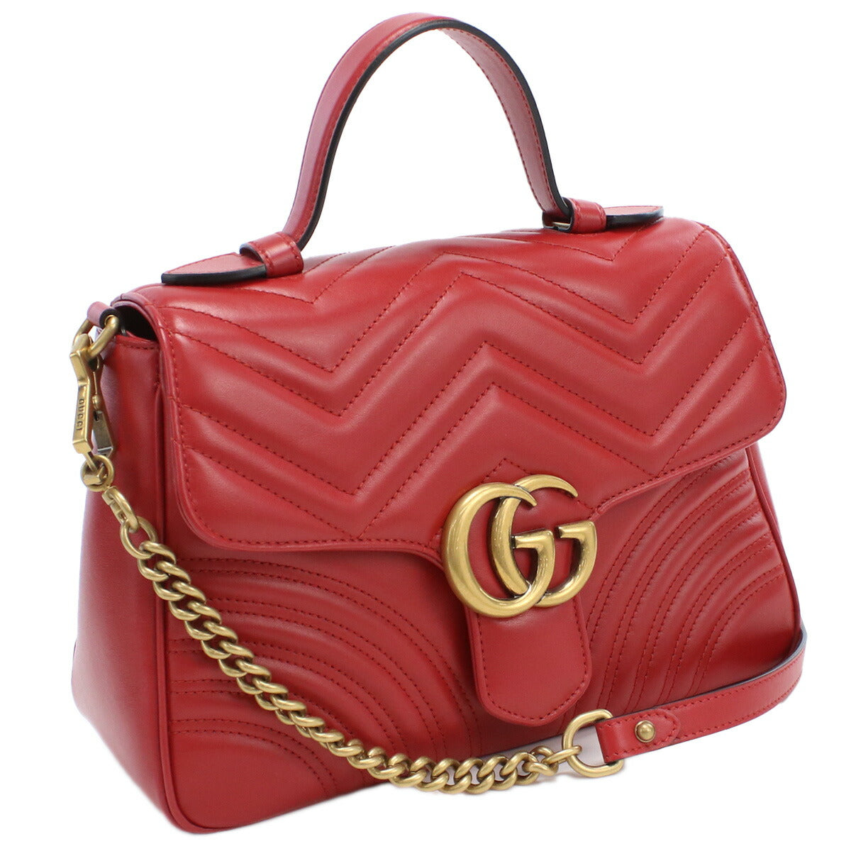 グッチ ハンドバッグ レディース LION TRAP CHEVRON GG レザー イタリア 498110 レッド系 バッグ GUC498110021