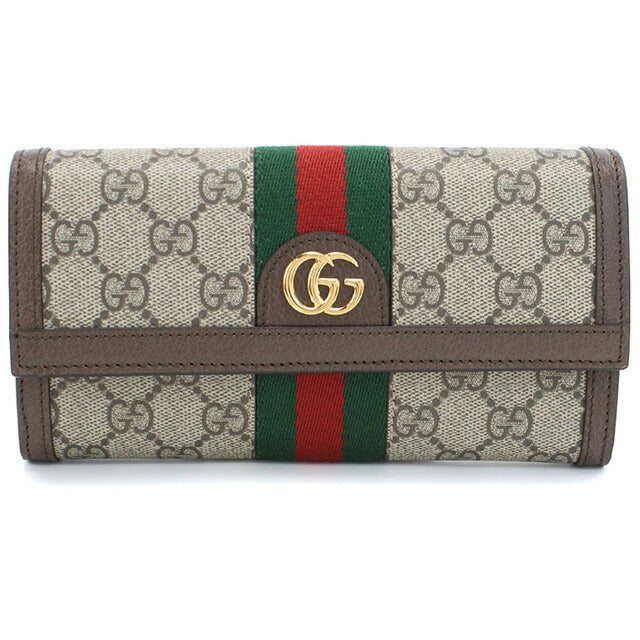 グッチ 長財布ニ折小銭入付き レディース ブランド GUCCI GGスプリームキャンバス イタリア 523153 ブラウン系 財布 GUC523153011