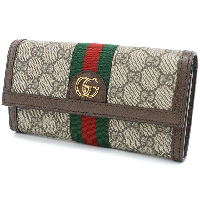 グッチ 長財布ニ折小銭入付き レディース ブランド GUCCI GGスプリームキャンバス イタリア 523153 ブラウン系 財布 GUC523153011