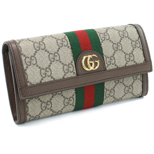 グッチ 長財布ニ折小銭入付き レディース ブランド GUCCI GGスプリームキャンバス イタリア 523153 ブラウン系 財布 GUC523153011
