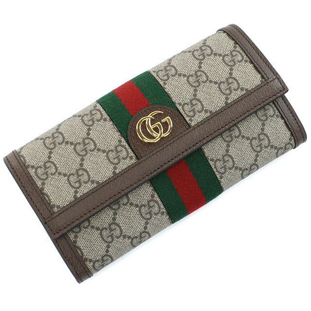 グッチ 長財布ニ折小銭入付き レディース ブランド GUCCI GGスプリームキャンバス イタリア 523153 ブラウン系 財布 GUC523153011