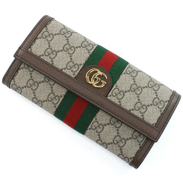 グッチ 長財布ニ折小銭入付き レディース ブランド GUCCI GGスプリームキャンバス イタリア 523153 ブラウン系 財布 GUC523153011