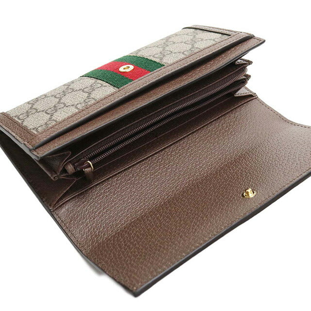 グッチ 長財布ニ折小銭入付き レディース ブランド GUCCI GGスプリームキャンバス イタリア 523153 ブラウン系 財布 GUC523153011