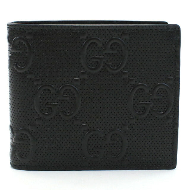 グッチ 二折財布小銭入付き メンズ ブランド GUCCI GG LEATHER イタリア 625555 ブラック 財布 GUC625555011