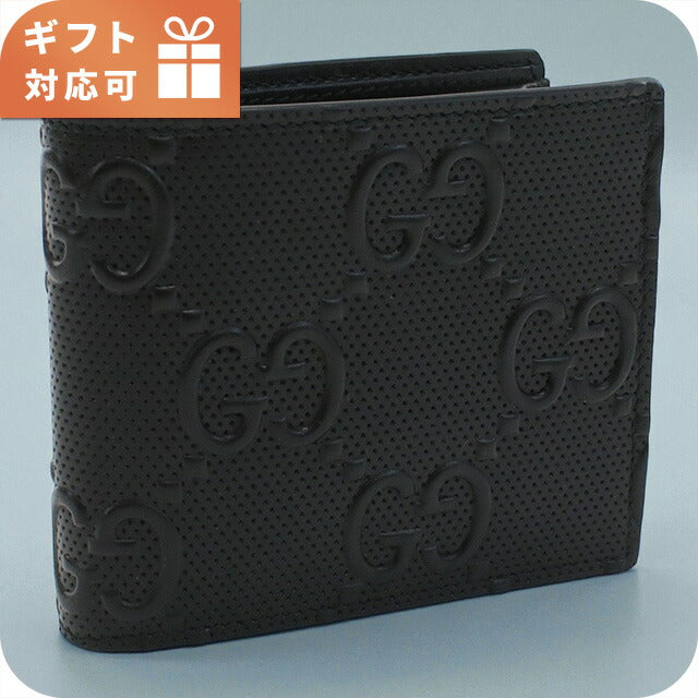 グッチ 二折財布小銭入付き メンズ ブランド GUCCI GG LEATHER イタリア 625555 ブラック 財布 GUC625555011