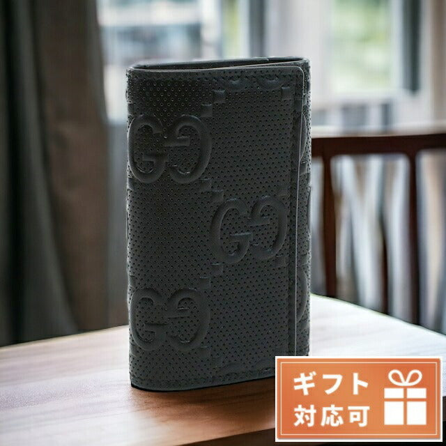 GUCCI 6連キーケース GGエンボス 現行・極美品】グッチ 6連キーケース エンボスGG レザー 黒