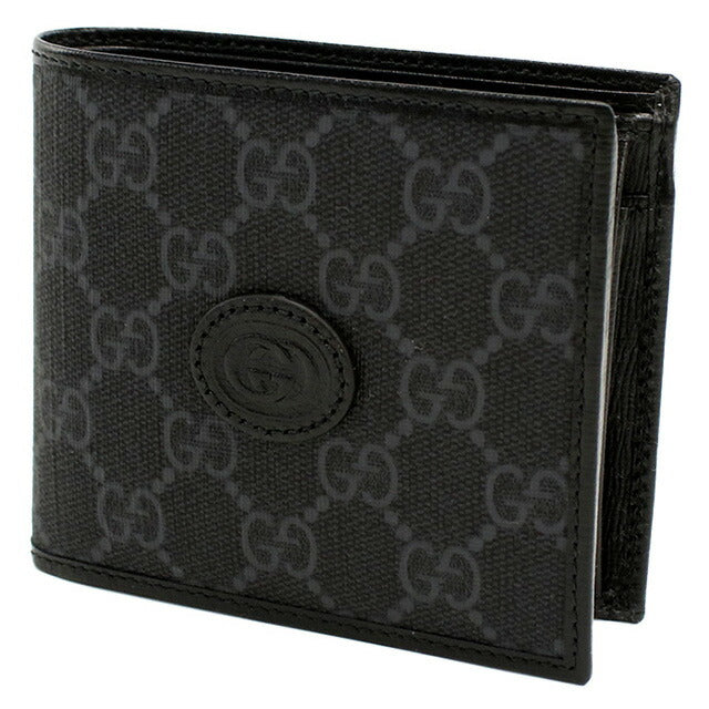 グッチ 二折財布小銭入付き メンズ ブランド GUCCI GG RETRO 673000 ブラック 財布 GUC673000011