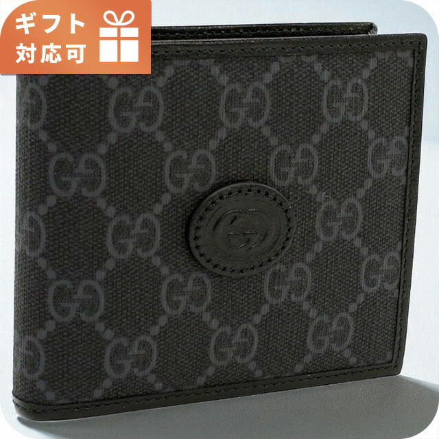 グッチ 二折財布小銭入付き メンズ ブランド GUCCI GG RETRO 673000 ブラック 財布 GUC673000011