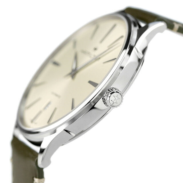 ハミルトン ジャズマスター シンライン 40mm 自動巻き 機械式 H38525811 メンズ 腕時計 ブランド ベージュ グリーン H38525811