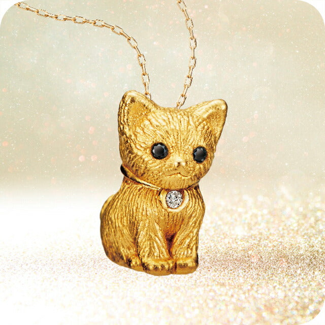 ネックレス レディース ブランド 純金の子猫 ダイヤモンド入り24