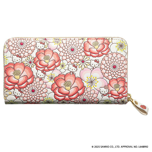 長財布 レディース ブランド ハローキティ 花あそび浅草文庫 牛革製長財布 革 レザーウォレット 小銭入れあり 51362 サーモンピンク 財布 ウォレット 高級 おしゃれ プレゼント 実用的
