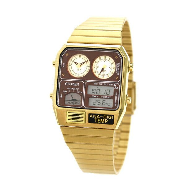 公民唱片公司Ana-Digital Temp Watch Brand Chronograph themograph Analog Digital JG2103-72X Citizen Gold Men&