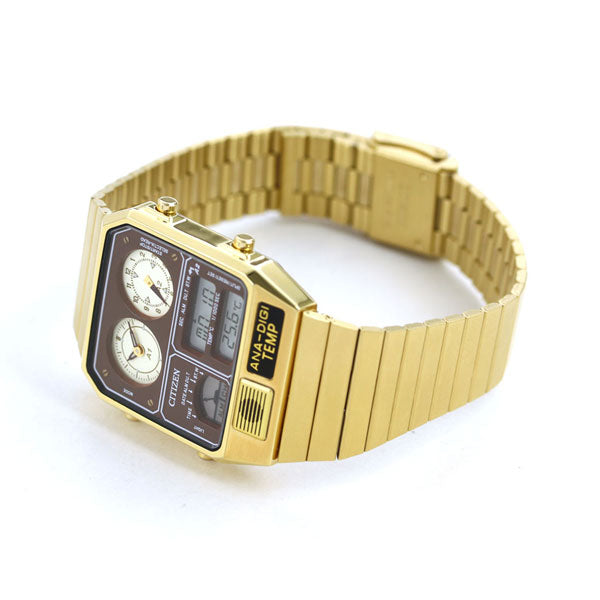 Citizen Record Label Ana-Digital Temp Watch Brand Chronograph Thermometer Analog Digital JG2103-72X CITIZEN Gold Men&