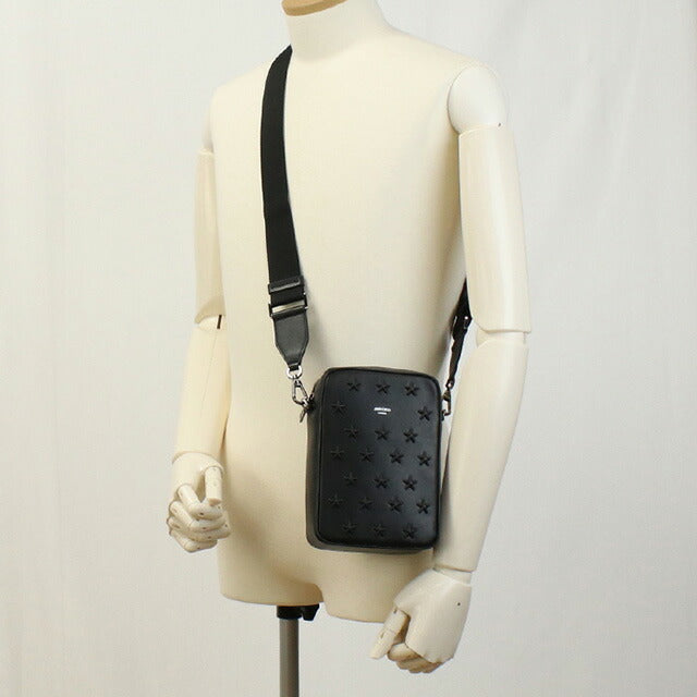 ジミーチュウ 斜め掛け ショルダーバッグ メンズ ブランド JIMMY CHOO レザー イタリア KIMI CAMERA ブラック バッグ JICKIMICAMERA011