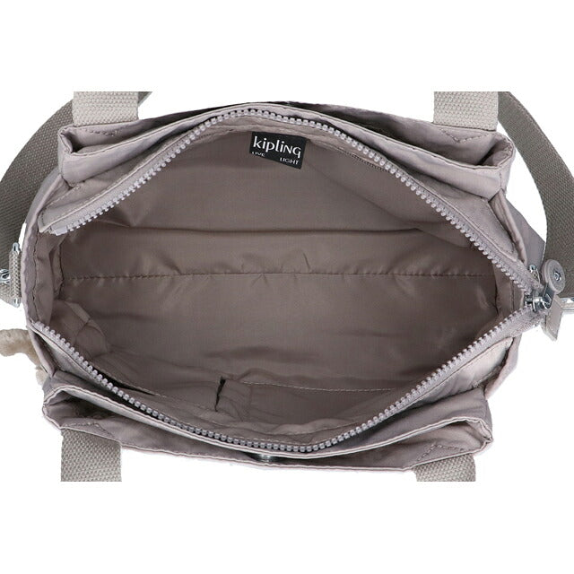 キプリング ハンドバッグ レディース ブランド Kipling エリシア ロゴ ワンポイント 無地 2WAY K43791-89L Grey Gris グレー K43791-89L