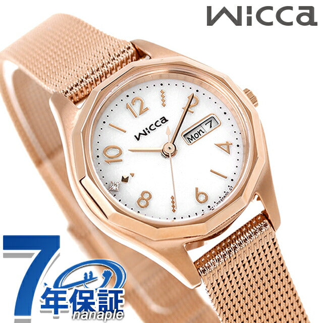 公民WICCA SOLARTECH日与约会模型观看品牌女性公民WICCA KH3-568-15银色粉红色金色KH3-568-15