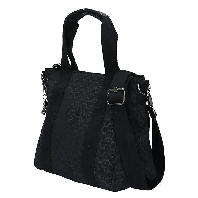 キプリング トートバッグ レディース ブランド Kipling アッセーニ ミニ ミニトートバッグ ロゴ ワンポイント 総柄 2WAY KI3572-K59 Signature Emb 黒 KI3572-K59