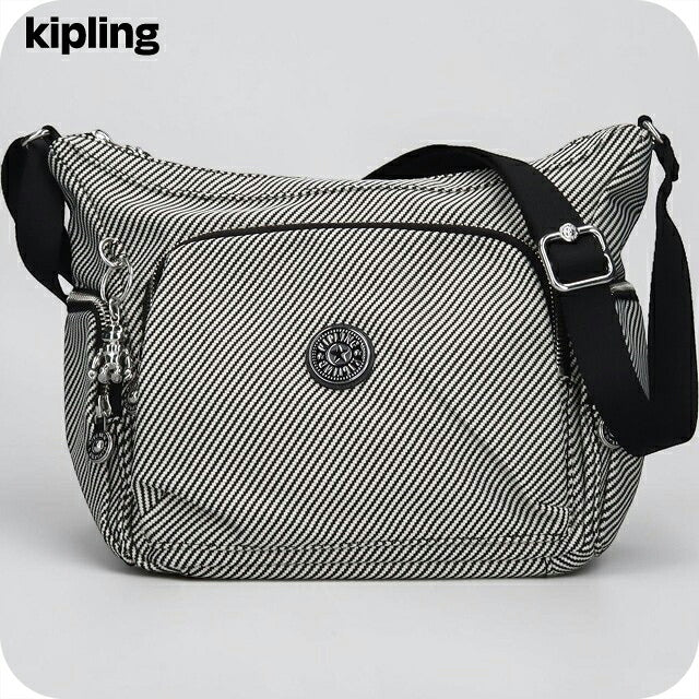 キプリング ショルダーバッグ レディース ブランド Kipling ガブ S PE+ ロゴ ワンポイント 総柄 ストライプ KI8039-4SY Diagonal Jacquard 黒 KI8039-4SY