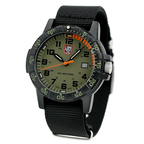 ルミノックス 0320シリーズ レザーバック シータートル ジャイアント 44mm 0337 LUMINOX メンズ 腕時計 カーキ ブラック l0337