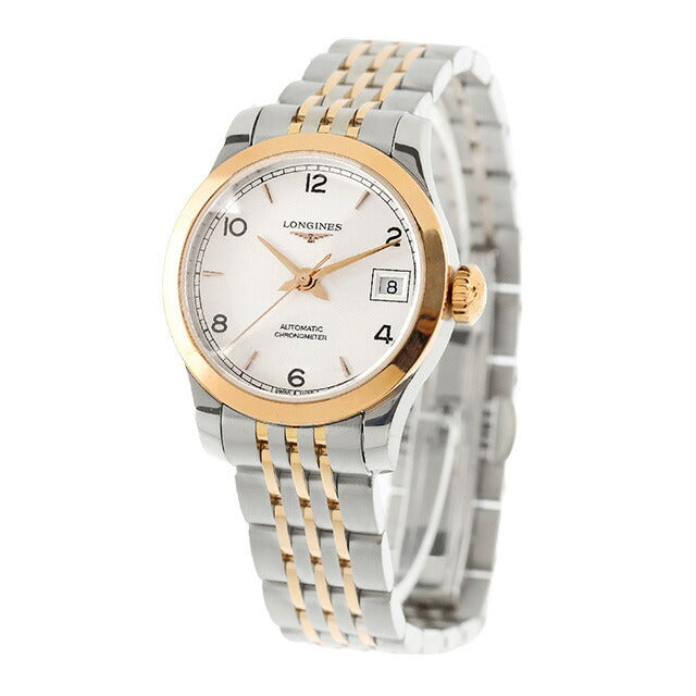 ロンジン レコード 自動巻き 腕時計 ブランド レディース LONGINES L2.320.5.76.7 アナログ シルバー ピンクゴールド スイス製 L2-320-5-76-7